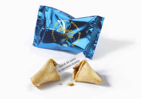 Fortune Cookie blue wrapper with logo